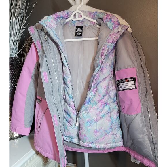 Girls ZeroXposur Pink Gray Heavyweight Waterproof Winter 3 In 1 Coat Sz L 14/16 - Picture 4 of 11